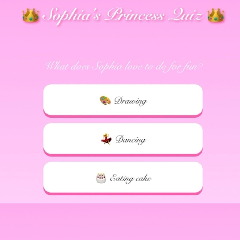 👑 Princess Quiz – Interactive Birthday Invitation 🎀