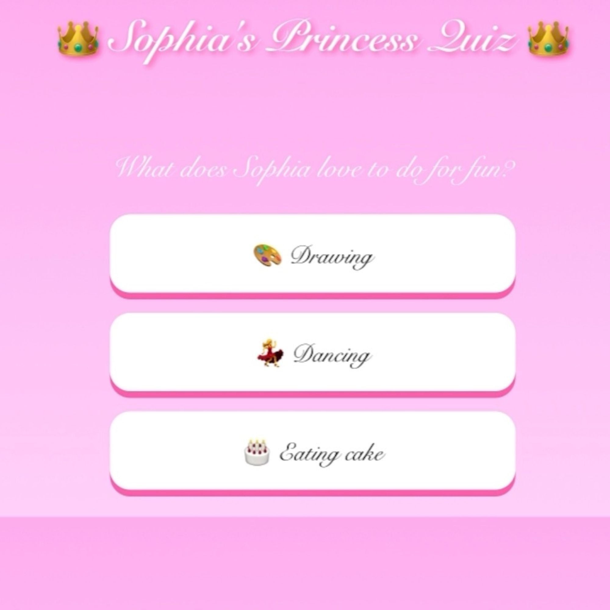👑 Princess Quiz – Interactive Birthday Invitation 🎀